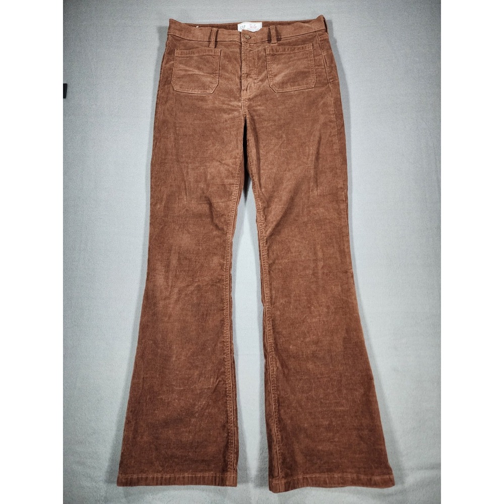 Gap 70s Flare High Rise Corduroy Pants Women's Size 29 / 8R Cognac Brown Stretch